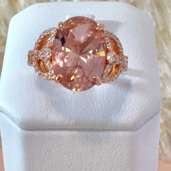 Morganite Lab Diamond Ring -Morganite Engagement Ring - - Picture 5 of 7